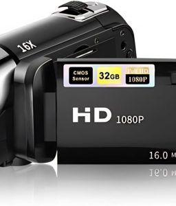 Black Digital Camcorder - 1080P 16MP Vlogging Camera with 2.7in TFT 270 Rotatable Screen, 16X Zoom for Teens, Students, Boys, Girls - Gift (Black)